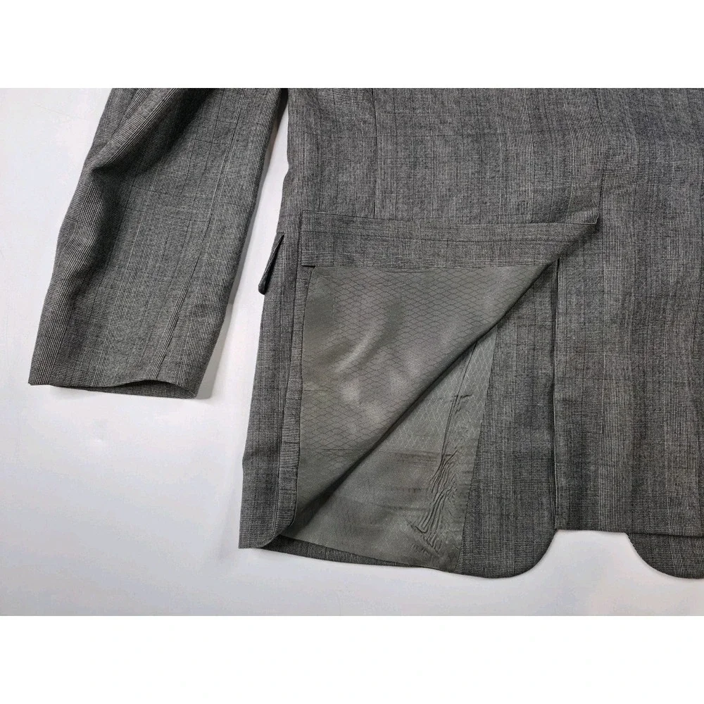 Hart Schaffner Marx Mens 44 L Two Button Wool Sports Coat USA Gray Plaid